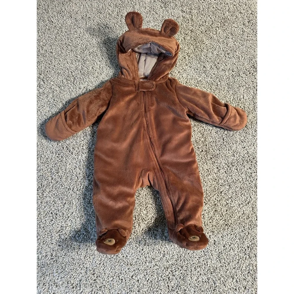 Carters‎ Baby One Piece Teddy Bear Suit Footed Zip Up Size 3M Just One You
